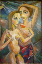 Deux filles avec une tulipe