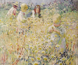Parmi les marguerites (huile sur toile)