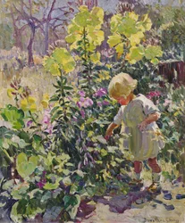 Dans le jardin (huile sur toile)