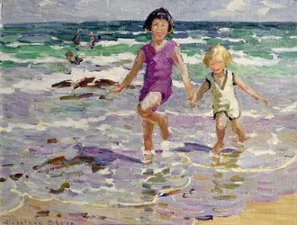 À travers les vagues (huile sur toile)