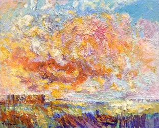 Champ du coucher de soleil flamboyant