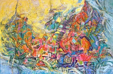 Paysage urbain abstrait et éclatant