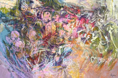 Visages abstraits aux couleurs vives