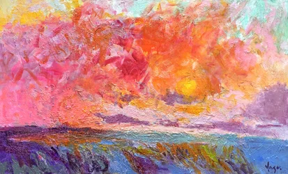 Paysage marin aux couleurs chatoyantes au coucher du soleil