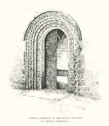 Porte normande dans le transept sud, cathédrale de St Albans