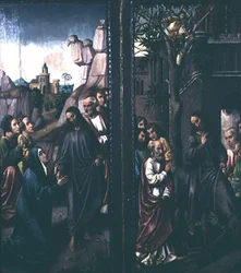 Christ prenant congé de sa mère; entrée du Christ à Jérusalem, vers 1500
