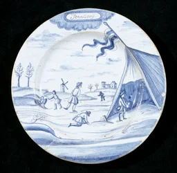 Assiette en faïence de Delft représentant le mois de janvier