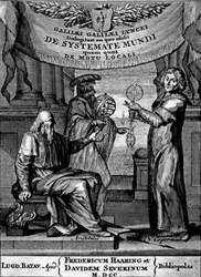 Frontispice de Dialogus De Systemate Mundi par Galilée, édition publiée en 1641
