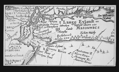 Histoire de la ville de New York : Carte hollandaise montrant la reprise de Manhattan