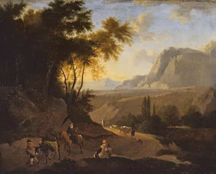 Paysage de montagne avec figures, fin du XVIIe siècle