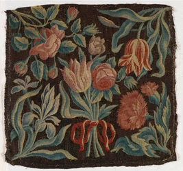 Housse de coussin en tapisserie représentant des tulipes