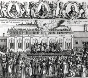 La Décapitation du Roi Charles Ier (1600-49) 1649 (gravure)