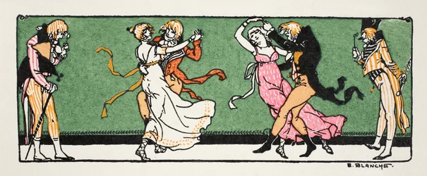 Dancers (pochoir print)