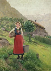 Fille de pâturage de montagne d