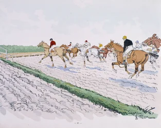Courses de chevaux - dessin de Thelem