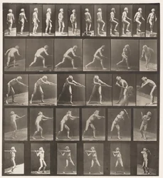 Planche 521. A, Marche; B, Monter une marche; C, Lancer un disque