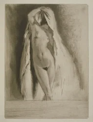 Une femme drapée dans un drap, illustration pour 