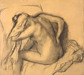 Après le bain, femme se séchant les cheveux