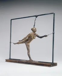 Arabesque sur la jambe droite, bras gauche devant, vers 1885-1890