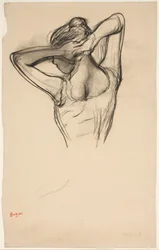 Danseuse, demi-corps, bras croisés derrière la tête