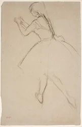 Danseur en marche avec les bras tendus en avant