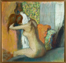 Jeune femme se sechant la nuque (oil on canvas)