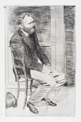 Manet assis, tourné vers la droite