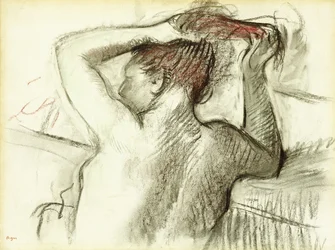 Femme nue se coiffant