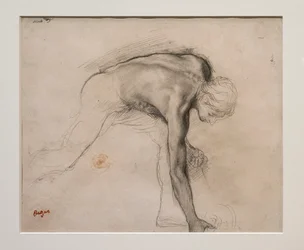 Homme nu se penchant pour ramasser un objet. Vers 1859-1861. Graphite sur papier vélin.