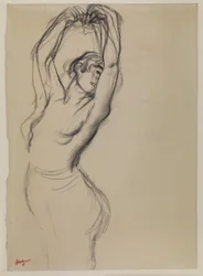 Danseuse nue aux bras levés
