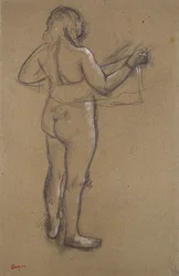 Femme nue se séchant avec une serviette, vue de dos, fin du XIXe siècle