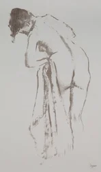 Femme nue avec serviette, debout