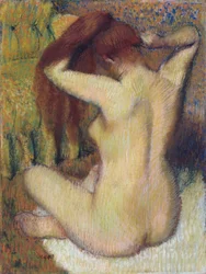 Femme se coiffant, vers 1888-90