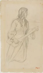 Jeune femme jouant de la mandoline, étude pour le portrait de Mlle Fiocre dans le ballet "La Source"