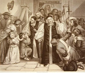 La libération de sept évêques après leur procès à Westminster Hall, 29 juin 1688, gravé par H. Bourne