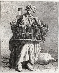 Le marchand de cognac - Petit métier de Paris (Études prises dans le bas Peuple, ou les Cris de Paris) - gravure par Edme Bouchardon (1698-1762)