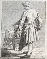 Le marchand de vinaigre - Petit métier de Paris (Études prises dans le bas Peuple, ou les Cris de Paris) - gravure par Edme Bouchardon (1698-1762)