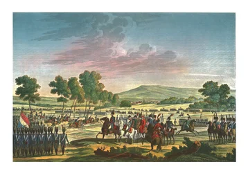 La Garde Impériale manœuvrant en présence des deux empereurs à Tilsit, 28 juin 1807, vers 1850