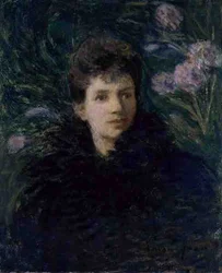 Jeune femme avec des violettes, c.1910