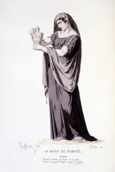 Le personnage de Cornélie dans la pièce de théâtre La mort de Pompée - Théâtre complet : (Recueil de pièces de Corneille) dessin de Geffroy, gravure de Colin - éd. Laplace, Sanchez et Cie, Paris 1884