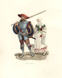 Lancier allemand et paysanne
