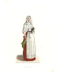Femme en robe de matin, France