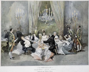 Réveillon du Nouvel An - Aquarelle, par Edmond Morin