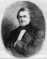 Portrait de Claude Alphonse Delangle (1797-1869), magistrat et homme politique français. Gravure par Morin dans "Le Monde Illustré" n°63 du 26 juin 1858.
