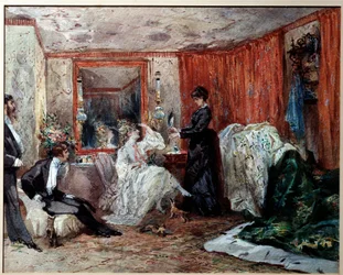 Comédienne de théâtre Hortense Schneider dans sa loge