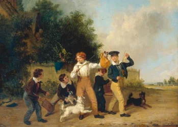 Garçons avec leurs animaux de compagnie
