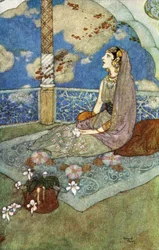Et toujours avec les larmes coulant de ses yeux, elle soupirait et chantait, illustration de 