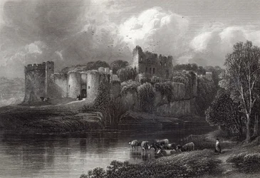Château de Chepstow, gravé par R. Hinshelwood, imprimé par Cassell und Company Ltd