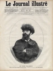 Le Sar Mérodack Joséphin Péladan, pseudonyme de Joséphin Péladan (1858-1918) écrivain et occultiste français - Gravure de Navellier dans « Le Journal Illustré » de 1892