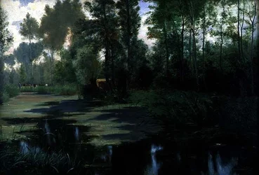 Paysage avec un étang